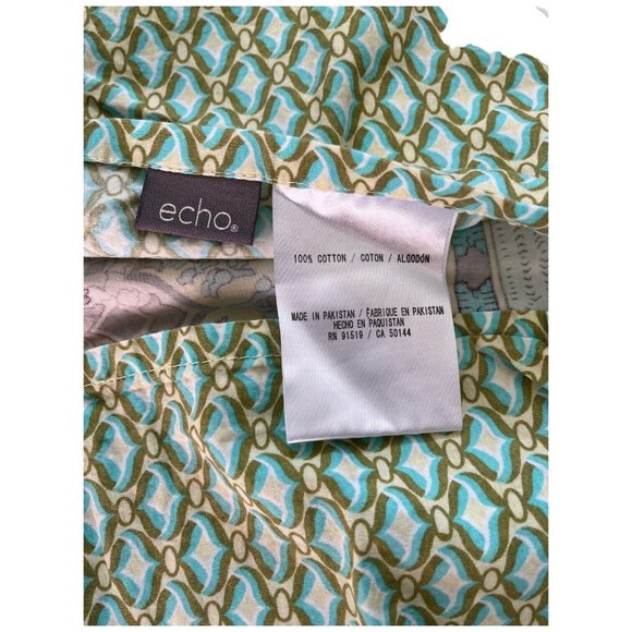 One Echo Teal Medallion Design Standard Pillow Sham Multicolor Boho 100% Cotton - Picture 6 of 9